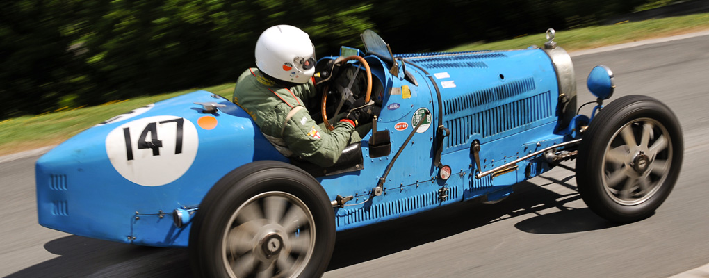 bugatti-slide-1 Blue classic racing car Prescott Speed Hill Climb